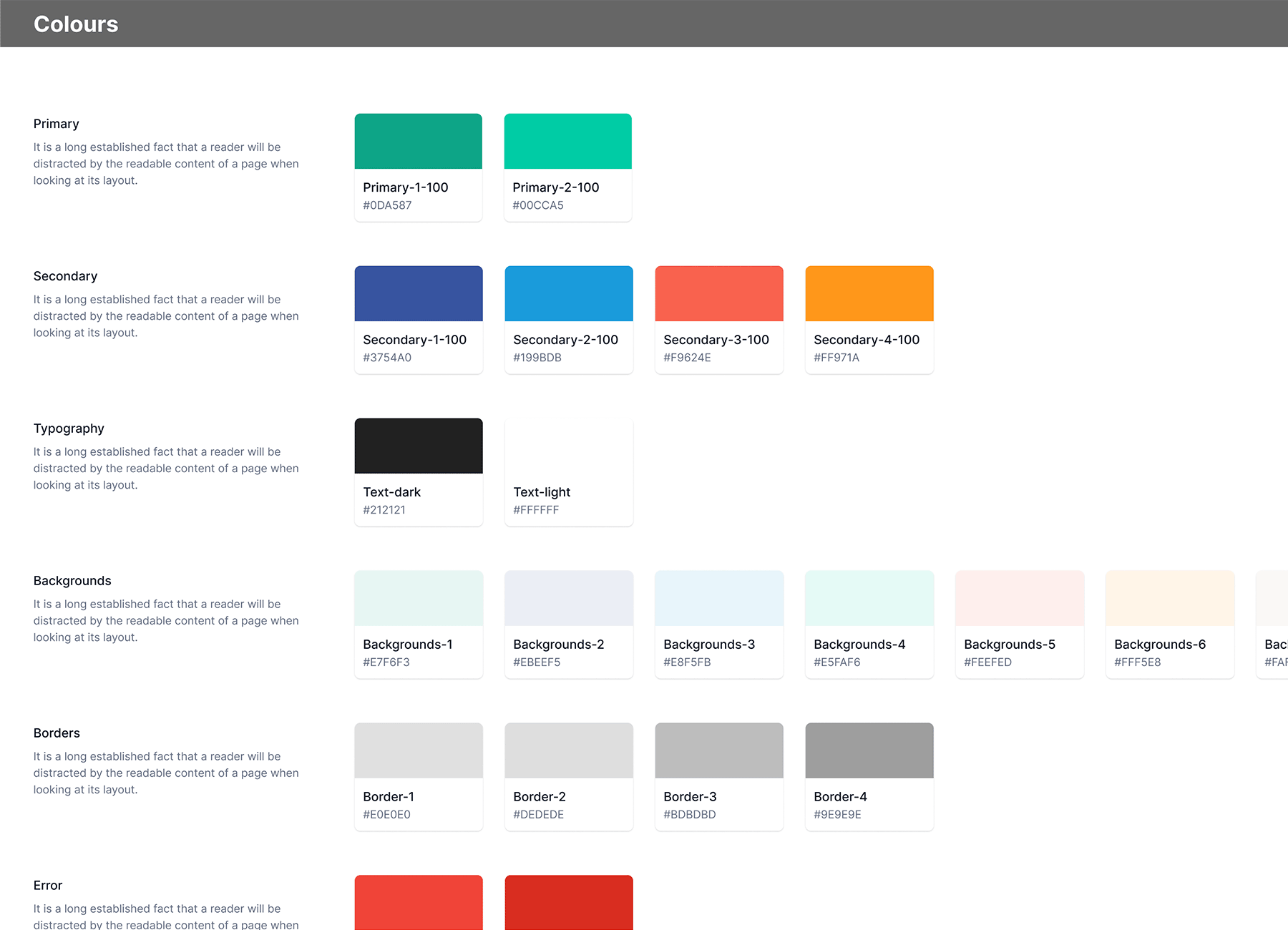 Brand colour palette