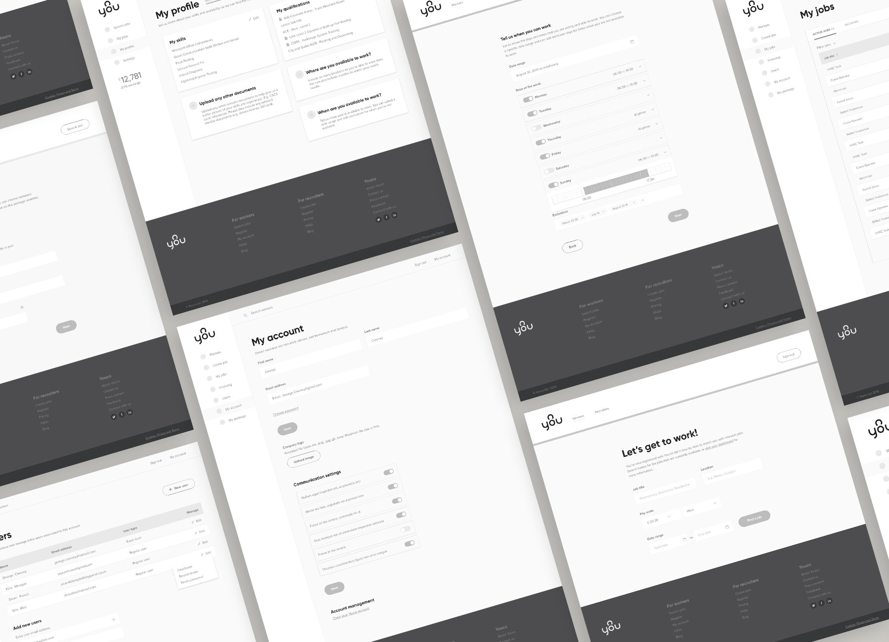 Youco wireframes
